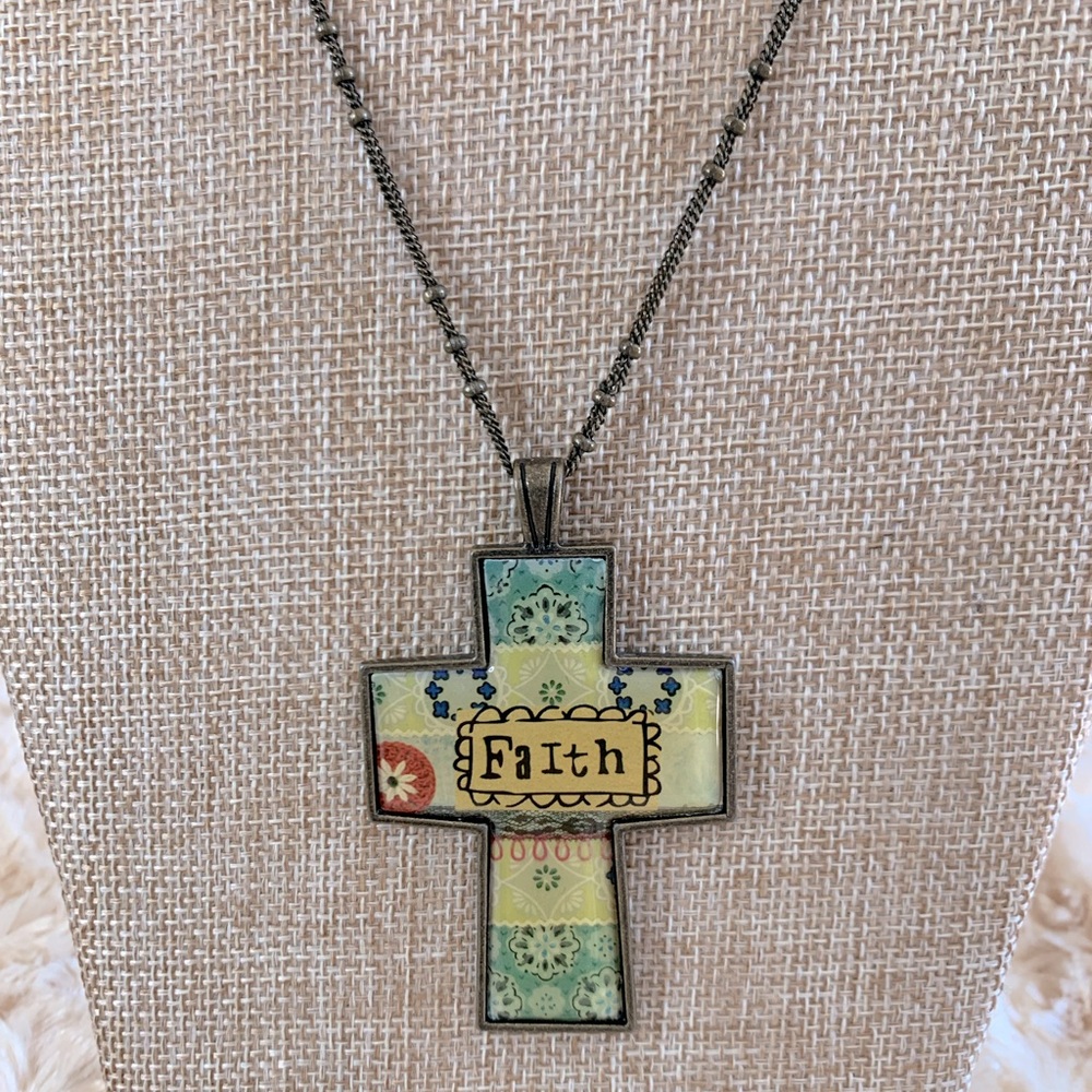 Kelly Rae Roberts Brass Tone Inspirational Faith Cross Boho Necklace
